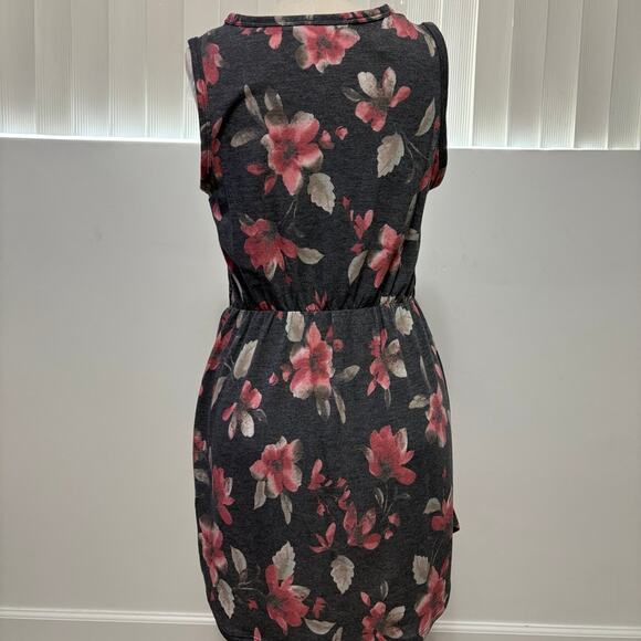 New! HOPELY Woman's Gray Floral Print Sleeveless V-Neck Mini Dress Small - Picture 3 of 6